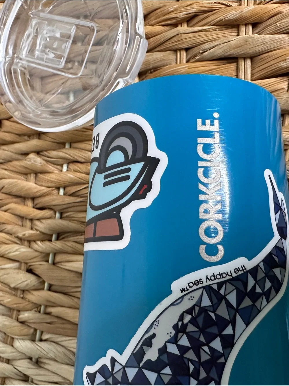Corkcicle Blue Stainless Steel Travel Tumbler with Fish Sticker - Picture 7 of 9